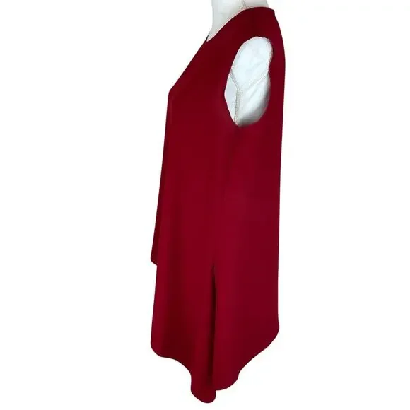 Anne Klein Womens Red Asymmetrical Top Size 10 Capsule Lagenlook Office Career - Picture 5 of 7